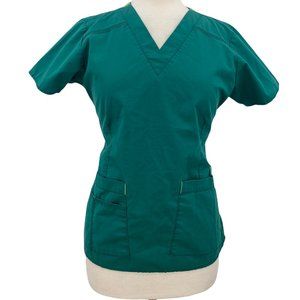 WonderFLEX Scrubs Women's Uniform Solid Green Verity V-Neck Top Size Small S